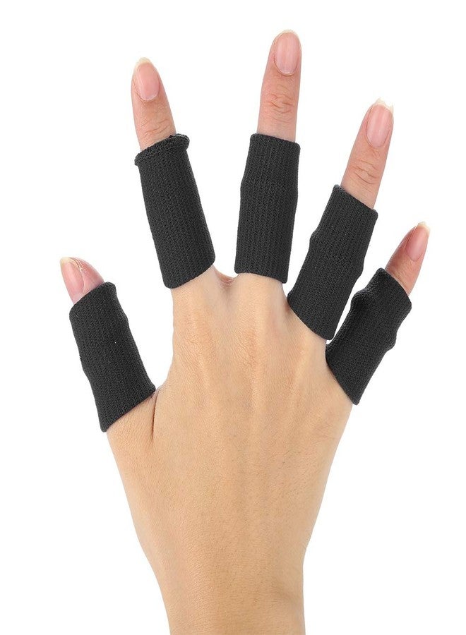 ZJchao 10Pcs/Set Finger Sleeves Support,Finger Protector Brace Sports Aid Arthritis Band Wraps for Basketball, Tennis,Baseball,Cricket, Volleyball, Badminton, Boating(Black) - Image 1